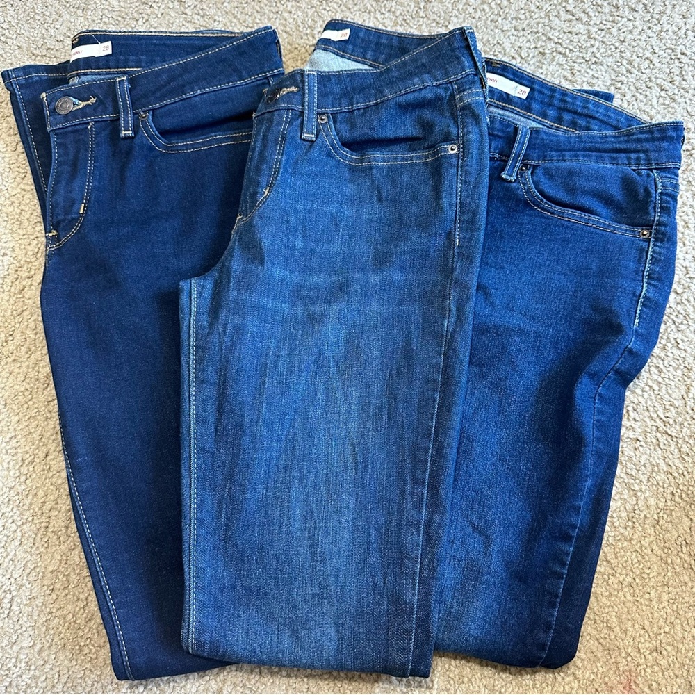 3 Levi’s 711 Skinny Jeans – Women’s Size 28 – Variety of Blues